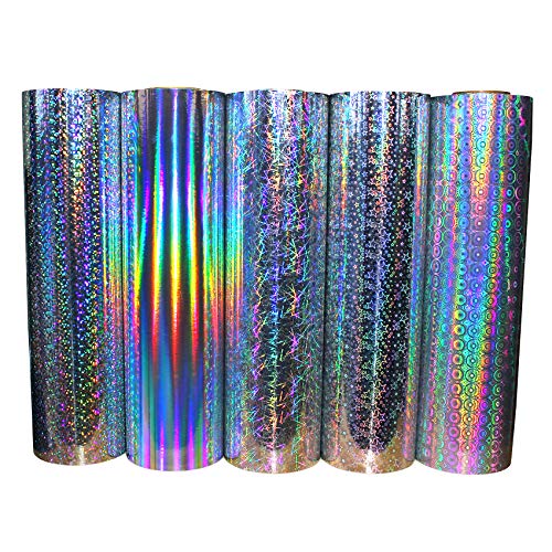 Lámina adhesiva holográfica brillante para manualidades o decoración (líneas, 31,5 cm x 5 m)
