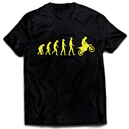 lepni.me Camisetas Hombre Evolución del Motocross Equipo de Moto Ropa de Carreras Todoterreno (Medium Negro Amarillo)