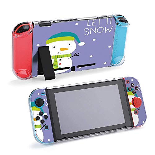 Let It Snow con muñeco de nieve funda protectora compatible con Nintendo Switch – Funda de agarre suave para consola y Joy-Con con protector de pantalla, agarre de pulgar, anti-arañazos Design9561