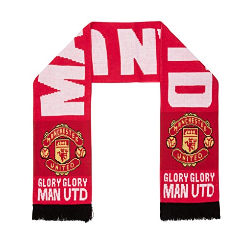 Manchester United FC - Bufanda oficial de punto - Jacquard - Rojo - «Glory, glory Man UTD»