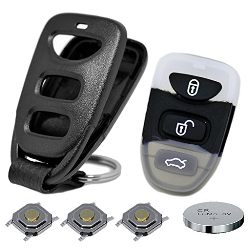 Mando a distancia para llave de coche, 1 carcasa de 3 botones + 1 teclado + 3 microbotones + 1 pila CR2032 para Hyundai/Kia