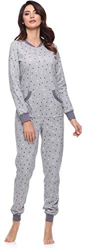 Merry Style Pijama Entero Una Pieza Ropa de Cama Mujer MS10-175 (Gris/Lunares, S)