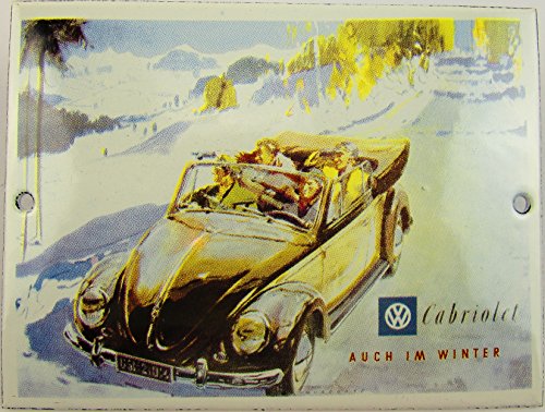 NUEVO esmalte Cartel Escarabajo Volkswagen Cabriolet, 9 cm x 12 cm, Classic nostálgico Cartel años 50 Life Style Retro Fifties