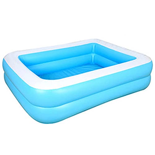 Piscina hinchable familiar azul rectangular exterior grueso fiesta de agua verano para niños comida trasera – 128 x 85 x 45 cm (128 cm)