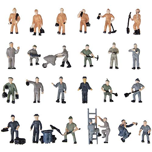 POFET 25 figuras pintadas 1:87 miniaturas de trabajadores ferroviarios con cubo y escalera