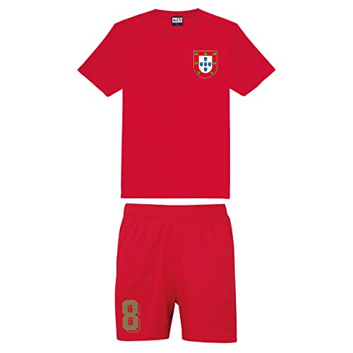 Print Me A Shirt Conjunto de Fútbol del Equipo de Portugal Personalizable para Niños, Camiseta y Pantalones Cortos, Conjunto de Fútbol Selección Portuguesa