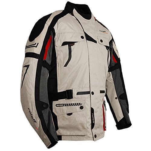 Roleff Racewear, Chaqueta de Moto, negro/plateado/gris/rojo, M