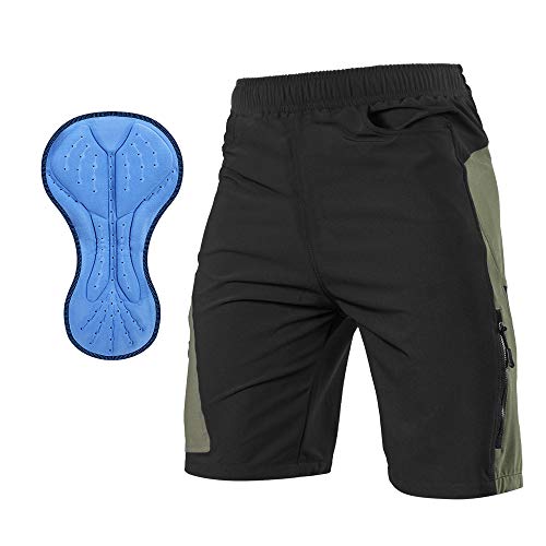 TOMSHOO Pantalones Cortos de MTB, Pantalones Cortos de Ciclismo para Hombre con Acolchados en 3D y 4 Bolsillos para Deporte al Aire Libre y Ciclismo (Negro, L)