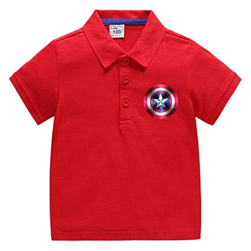 Towel Rings Camiseta De Manga Corta para Niños,Escudo del Capitán América Camisetas Manga Corta Niños Algodón Blusa Tops Bebé Verano 3-12 Años