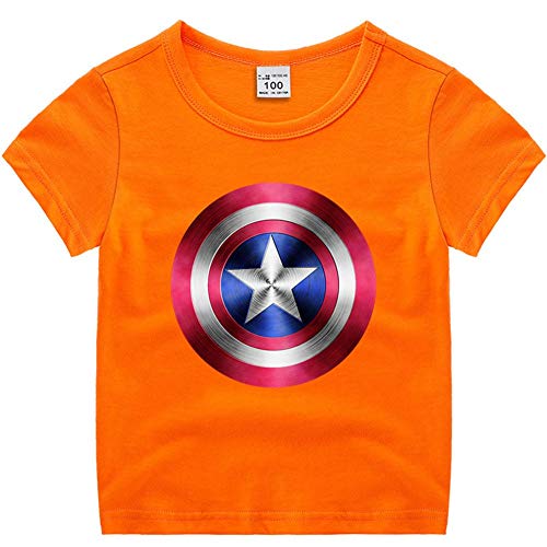 Towel Rings Escudo del Capitán América Camisetas Manga Corta Niños Algodón Blusa Tops Bebé Verano 3-12 Años,Camiseta De Manga Corta para Niños