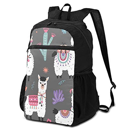 Travel Hike Backpack Daypack Elegant Perfectly Cartoon Alpaca Alpaca Seamless Pattern Travel Daypack Mochila Empacable para Mujeres Ligero Impermeable para Hombres y Womentravel Camping al Aire Libre