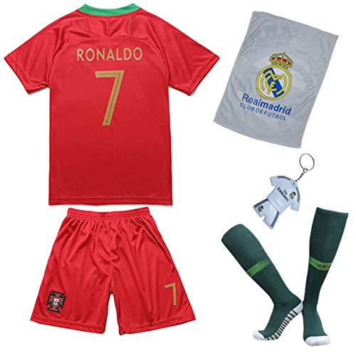 Trikotholic Equipación de fútbol de Portugal Ronaldo, Temporada 2018/19, con Pantalones Cortos y Calcetines para niños, 9-10 Años