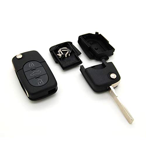 Volkswagen - Carcasa con mando a distancia con 3 botones para llave compatible con Volkswagen Polo, Passat y Golf 3, 4, 5 y 6