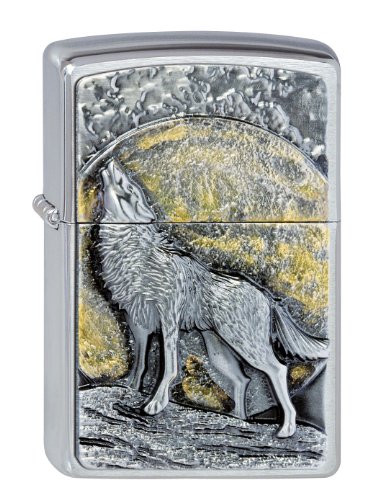 Zippo Wolf Moonlight Encendedor, latón, Cromo, 1x3.5x5.5 cm
