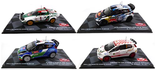 - Lote de 4 Coches de Rally 1/43 Ixo compatibles con VW Polo WRC + Lancia Stratos + Ford Fiesta RS + Abarth Grande Punto (BR: 1 + 3 + 4 + 6)