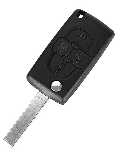 Carcasa llave para Peugeot 807 1007 Citroen C8 Fiat Ulysse | 4 botones | Modelo sin ranura para pilas