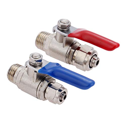 Conectores Racores 1/4 '' BSP rosca macho de 1/4 '' 3/8 '' Interruptor PE Pipe bola de metal de válvulas de control de entrada for el filtro purificador de agua del RO Montaje de piezas (Color : A)