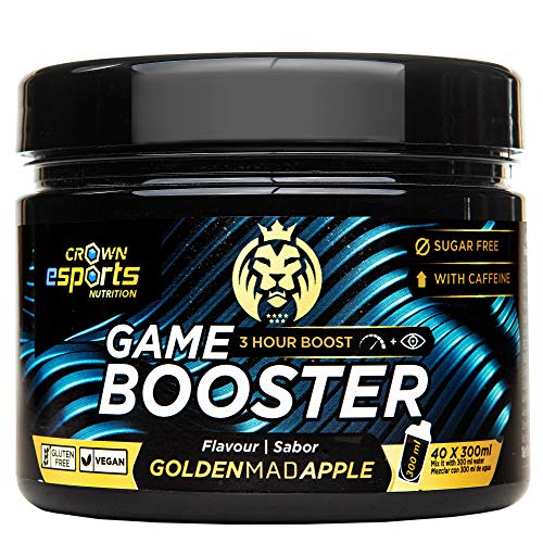 Crown Sport Nutrition Game Booster -Nootrópico Potenciador de la concentración y focus para gamers 3h de máxima concentración y atención, (Golden Mad Apple)