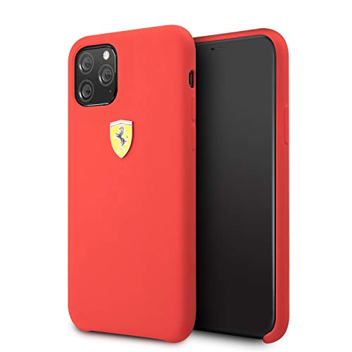 Ferrari - Funda de silicona para iPhone 11 Pro Max con interior de microfibra suave, color rojo | fácil de poner | protección contra caídas | licencia oficial