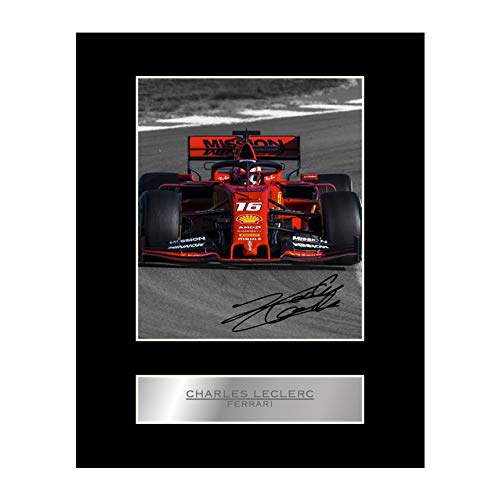 Foto firmada de Charles Leclerc Ferrari F1#2 con imagen de regalo autografiada