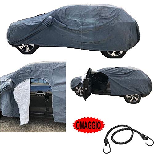 Funda para coche con cremallera lateral compatible con Fiat 500 C 1.2 Pop de franela impermeable, anticongelante, antimoho, antiarañazos, talla M 432 x 185 x 120 cm