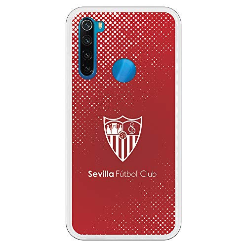 Funda para Xiaomi Redmi Note 8 Oficial del Sevilla FC Sevilla Trama y Escudo Blanco para Proteger tu móvil. Carcasa para Xiaomi de Silicona Flexible con Licencia Oficial del Sevilla FC.