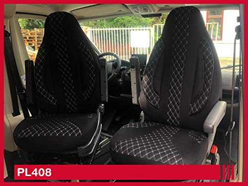 Fundas de asiento compatibles con Fiat Ducato tipo 250 BJ a partir de 2006 conductor y pasajero FB:PL408 (negro)