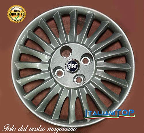 Generico Tapacubos para Fiat Grande Punto Quattro (4) - Cód. 1215 - Tapacubos de 15 pulgadas de diámetro con logotipo azul