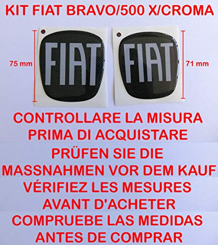 Kit de Pegatinas efecto carbono (delantera + trasera) con Logotipo/Escudo de Fiat Bravo, para el cofre, a partir de 2007: Adhesivos 3M de resina efecto 3D