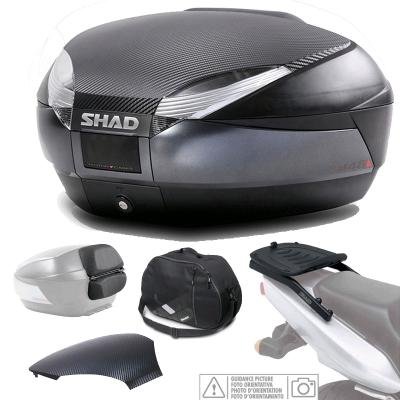 Kit-shad-1687 - kit fijacion y maleta baul trasero gris oscuro + respaldo + bolsa + tapa sh48 compatible con bmw f800 gt 2013-2014