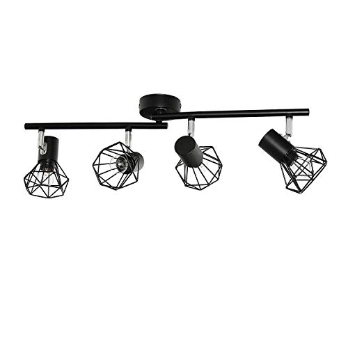 Lámpara de techo negra retro de metal, flexible, 4 focos, E14 CONNY lámpara de techo para salón u oficina