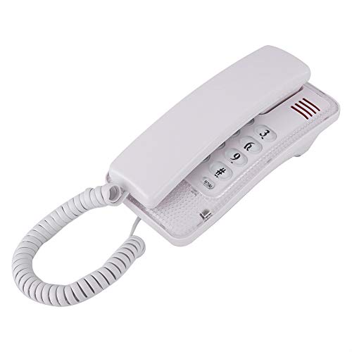 Mugast Telefono con Cable Fijo en Mesa o Pared con Funcion de Flash Silencio y Reproduccion Ahorro Energia y Protector Medio Ambiente Eleccion de Tres Colores(Blanco)