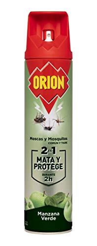 Orion - Insecticida en Aerosol 2en1 Mata y Protege contra Moscas y Mosquitos, Aroma Manzana - 600 ml