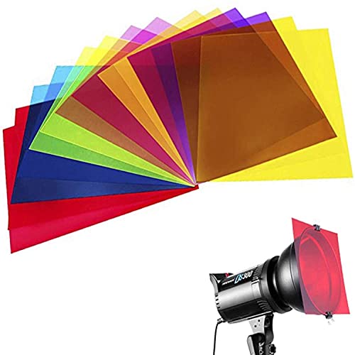 Paquete de 14 hojas de plástico de color superposiciones de transparencia, gel corrección, filtro de luz, 21.7 x 27.8 cm, 7 colores surtidos