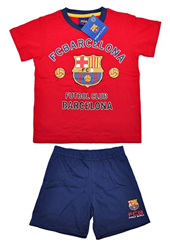 Pijama de manga corta 100% oficial del FC Barcelona para niños | Messi Suarez Neymar Diseño 2 110 cm