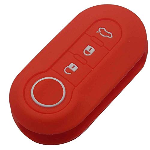 QINGYISE Smart Key Fob Cover Case Remote, Car Key Fob Keyless Entry, Coque en silicone pour cl & eacute; de voiture Fiat 500 Panda Punto Bravo   rojo