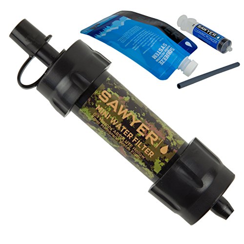 Sawyer MINI - Filtro de agua, edición limitada, para actividad al aire libre, camping, senderismo, filtro de agua, tratamiento del agua, camuflaje