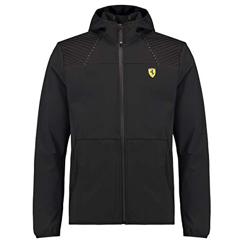 Scuderia Ferrari F1Team - Chaqueta de entretiempo para hombre (tejido Softshell, con capucha, impermeable, talla L), color negro