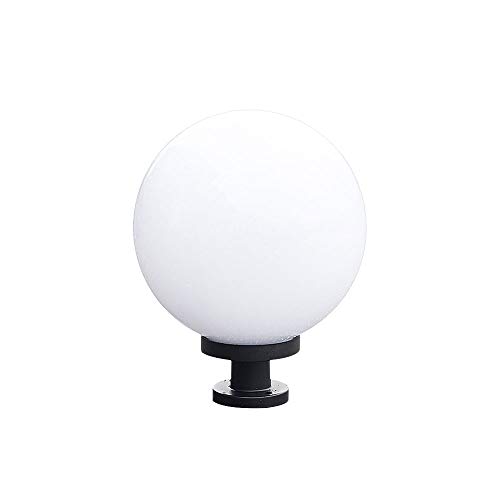 WFZRXFC Lámpara de poste para exteriores con forma de globo blanco Lámpara de poste negra simple moderna E27 Pantalla de plástico Linterna de poste impermeable para patio exterior Porches de pared Far