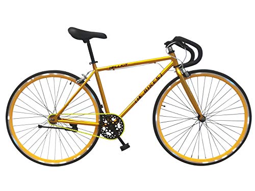 Wizard Industry Helliot Soho 5305 - Bicicleta Fixie, Cuadro de Acero, Frenos V-Brake, Horquilla Acero y Ruedas de 26", Color Amarillo