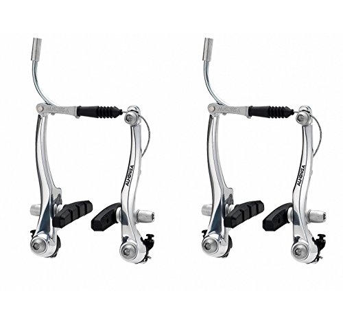 2x Frenos Puente V Brake ALHONGA de Aluminio Plata para Bicicleta Zapatas Anti cristalizacion y Doble Resorte 3680