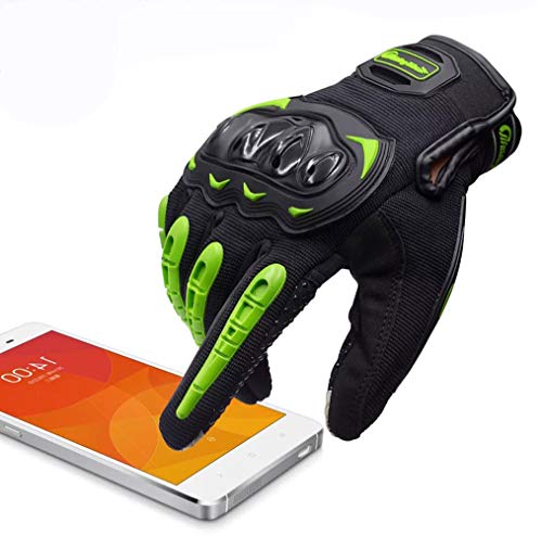 ARTOP Guantes Moto Anti-Deslizante Anti-Colisión con Dedo Táctil Muy Buena Protección para Hombres(Verde,M)