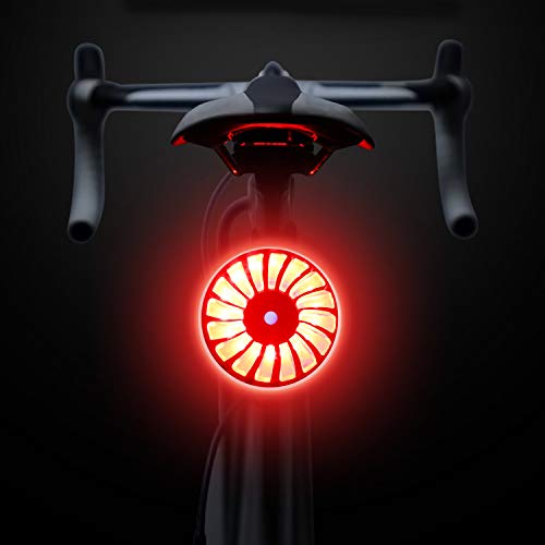 Asvert Luz Bicicleta Trasera Inducción del Freno,LED USB Recargable, Impermeable, Advertencia, 5 Modos, luz Trasera para Bicicleta Super Brillante Rojo Luz LED(Rojo)