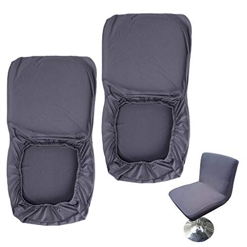 BSTKEY Pack de 2 fundas para taburetes de bar, color gris oscuro con funda de respaldo elástica, para silla de comedor giratoria corta, silla de bar, taburete