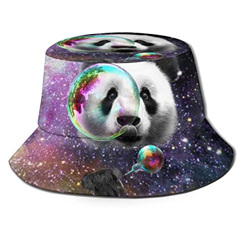 Bucket Hat Packable Reversible Space Panda Face Print Sun Hat Sombrero de Pescador Gorra Camping al Aire Libre