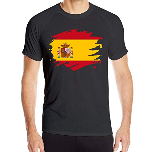 Camisas de Manga Corta para Hombre de Spain Paint Splatter Flag Tops de Ciclismo de Secado rápido, Talla L
