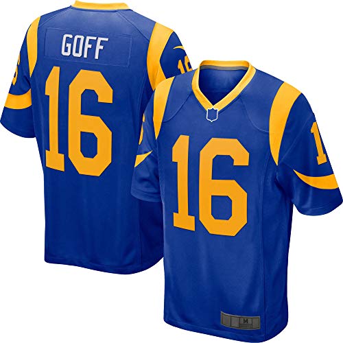 Camiseta de fútbol americano de encargo Jared NO.16 azul Goff Rams jugador juego Jersey de secado rápido de la competencia Jersey para los hombres ENTRENAMIENTO