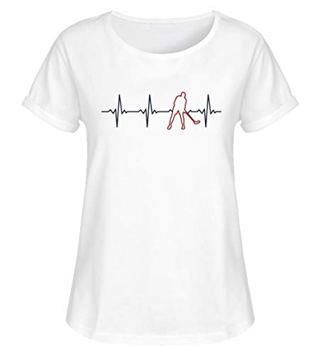Camiseta retro de hockey con latido de corazón para mujer Blanco M