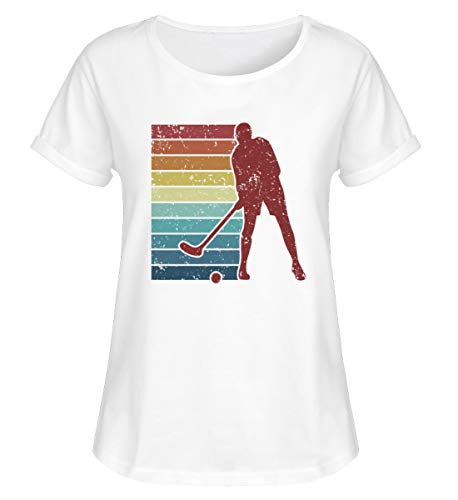Camiseta retro de jugador de hockey, hockey en el campo, vintage, para mujer Blanco S