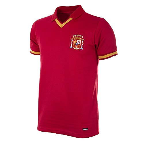 copa Spain 1988 Football Shirt Camiseta Retro con Cuello de fútbol, Hombre, Rojo, M